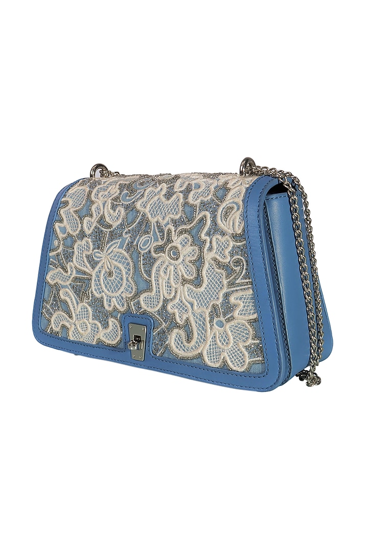 Cool Blue Leather Sling Bag by The Leather Garden at Pernia's Pop Up Shop