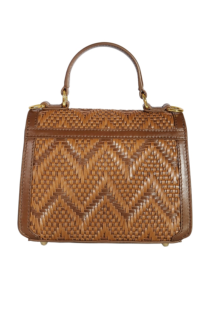 Brown Woven Leather Handbag by The Leather Garden at Pernia's Pop Up Shop