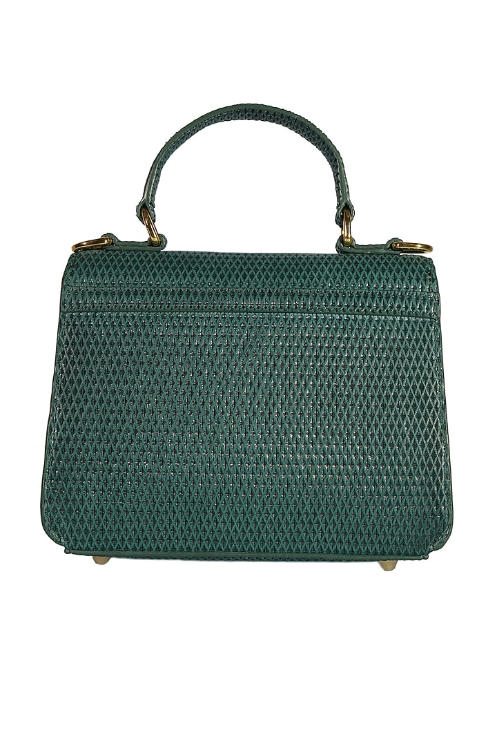 Forest Green Cutwork Leather Handbag by The Leather Garden at Pernia's Pop Up Shop
