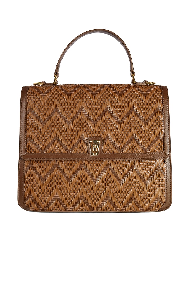 Brown Cutwork Leather Handbag by The Leather Garden at Pernia's Pop Up Shop