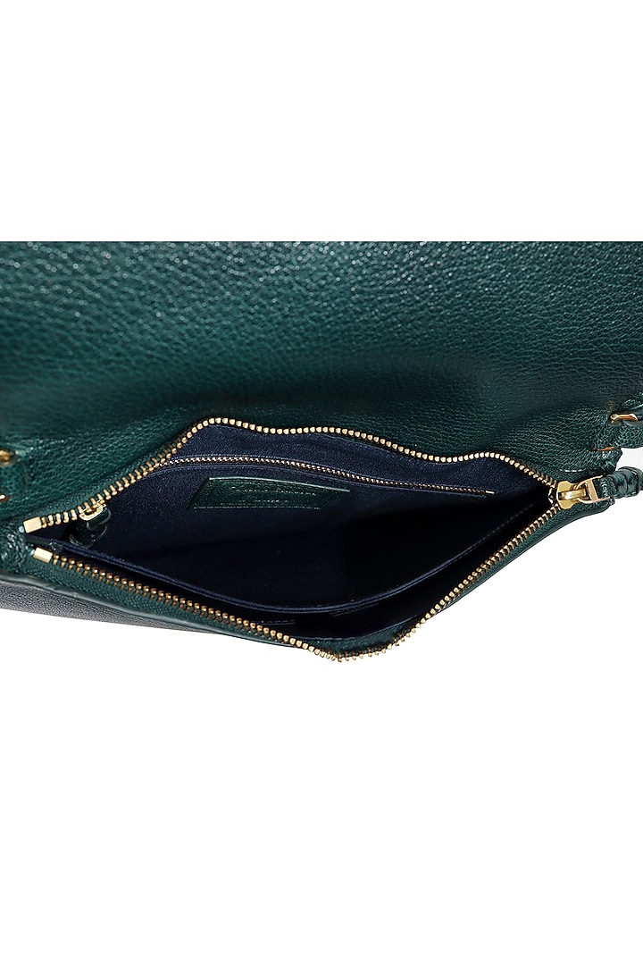 Forest Green Embroidered Shoulder Bag by The Leather Garden at Pernia's Pop Up Shop