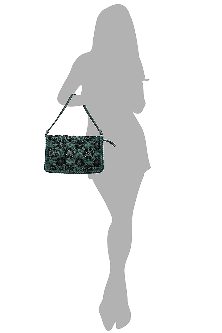 Forest Green Embroidered Shoulder Bag by The Leather Garden at Pernia's Pop Up Shop