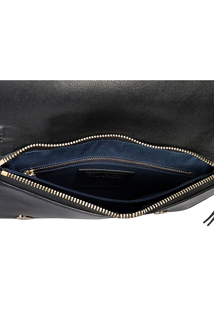 Black Embroidered Shoulder Bag by The Leather Garden at Pernia's Pop Up Shop