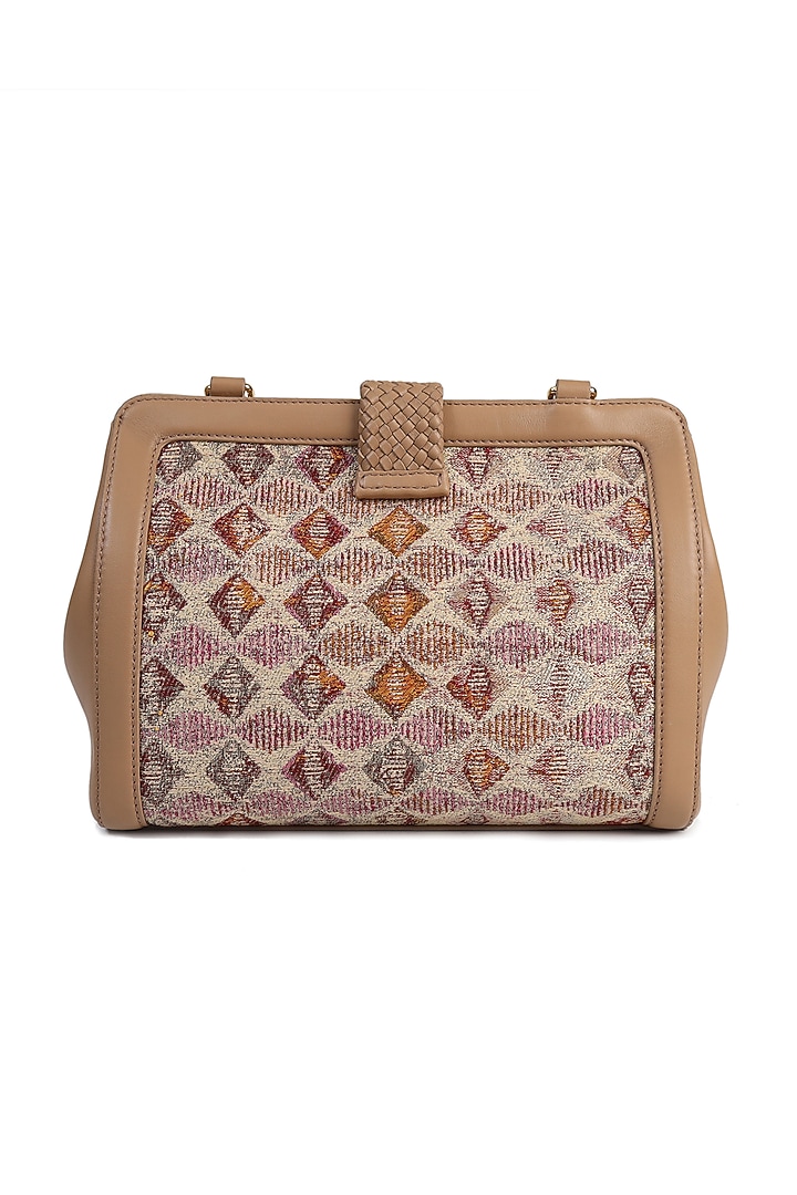 Nude Crossbody Handbag With Interlaced Chain by The Leather Garden at Pernia's Pop Up Shop