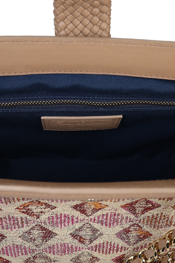 Nude Crossbody Handbag With Interlaced Chain by The Leather Garden at Pernia's Pop Up Shop