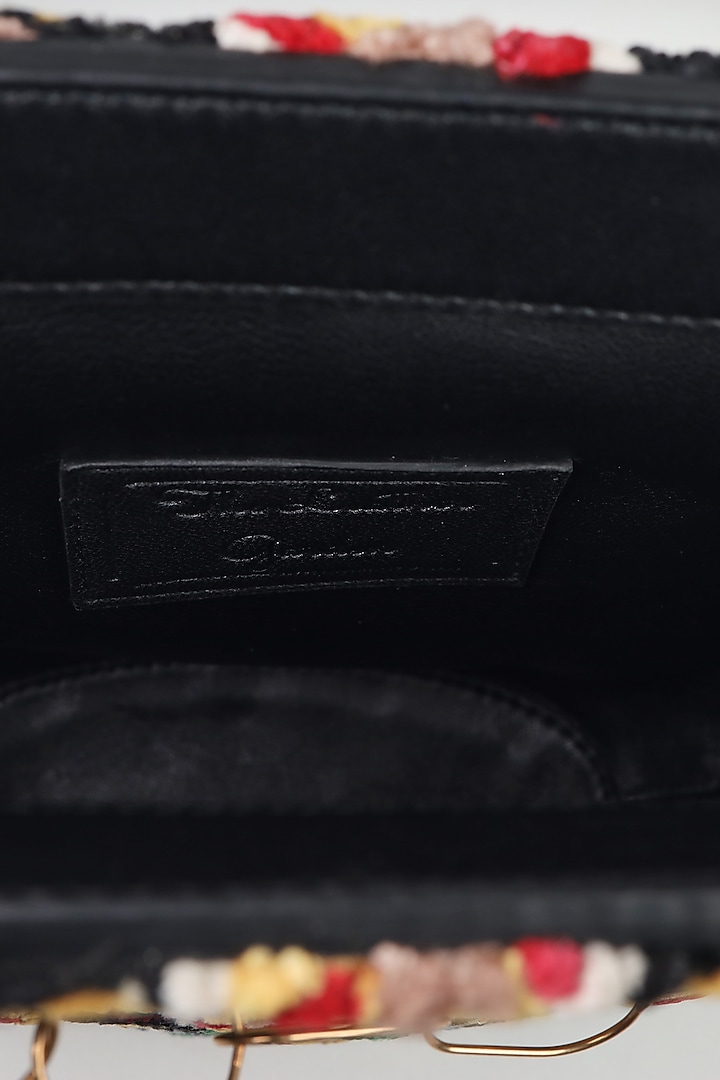 Black Embroidered Potli Bag by The Leather Garden at Pernia's Pop Up Shop