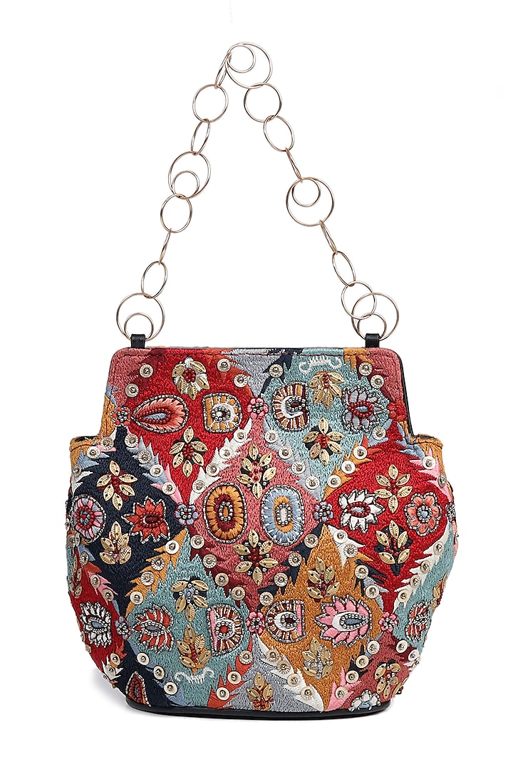 Multi Colored Embroidered Potli by The Leather Garden