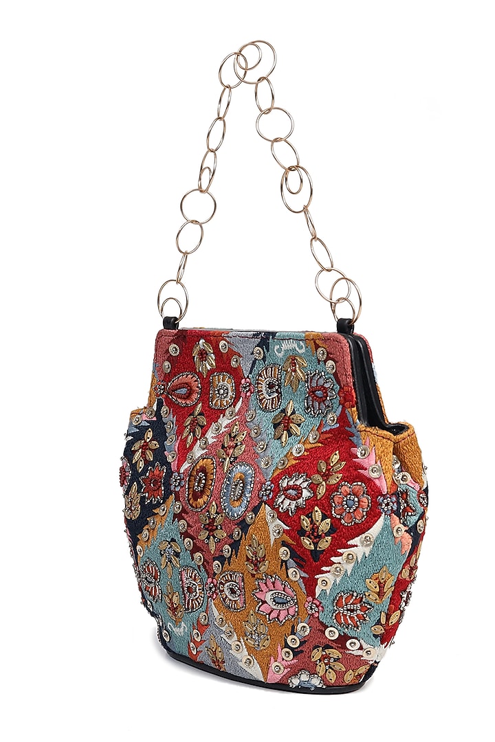 Multi Colored Embroidered Potli by The Leather Garden at Pernia's Pop Up Shop