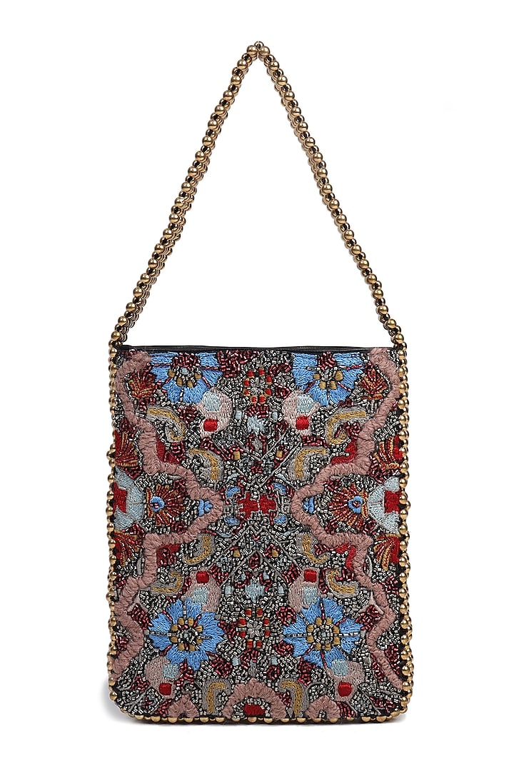 Multi Colored Embroidered Handbag by The Leather Garden