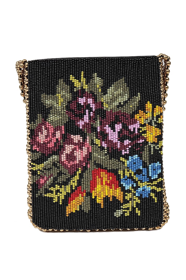 Multi Colored Beads Embroidered Handbag by The Leather Garden at Pernia's Pop Up Shop