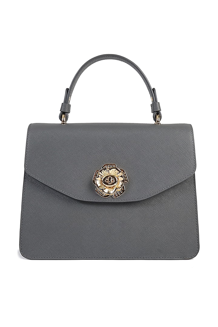Grey Structured Shoulder Bag by The Leather Garden