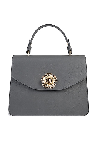 Grey Structured Shoulder Bag by The Leather Garden