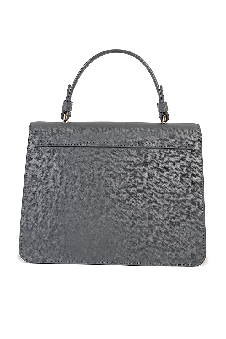 Grey Structured Shoulder Bag by The Leather Garden at Pernia's Pop Up Shop