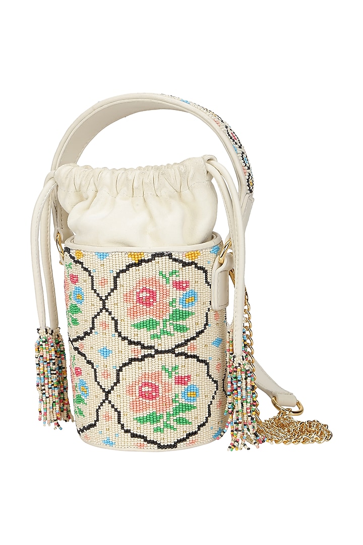 White Handcrafted Potli by The Leather Garden at Pernia's Pop Up Shop