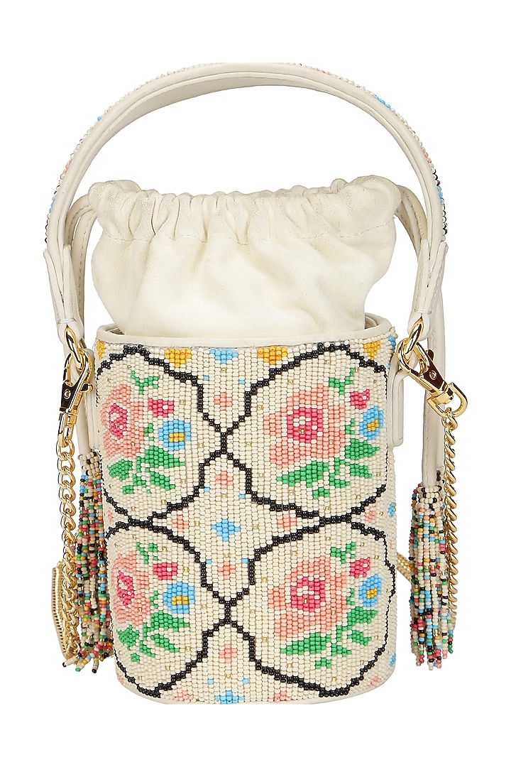 White Handcrafted Potli by The Leather Garden at Pernia's Pop Up Shop