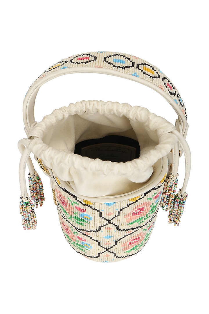 White Handcrafted Potli by The Leather Garden at Pernia's Pop Up Shop