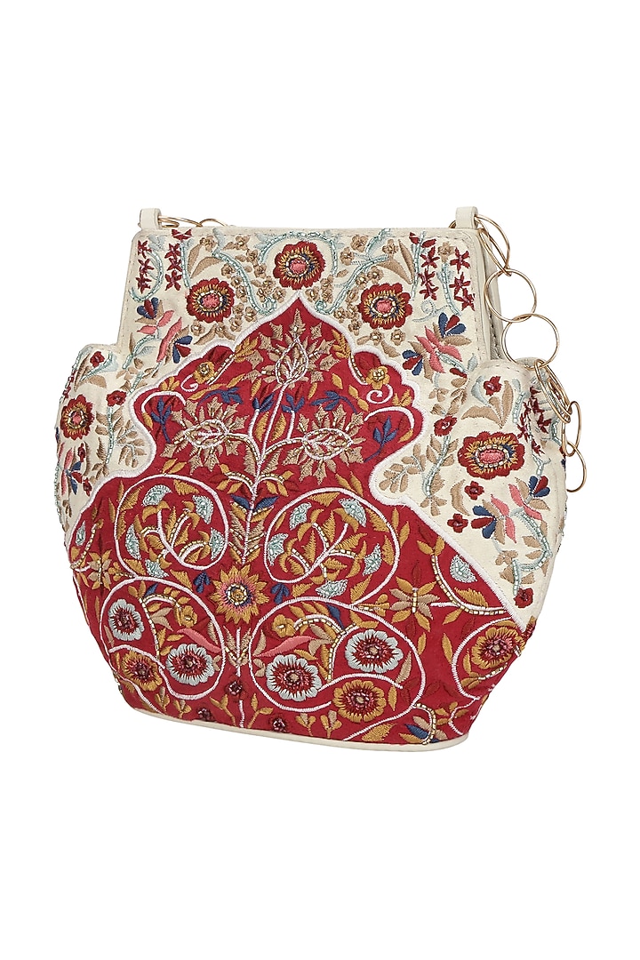 Red Bead Embroidered Potli by The Leather Garden at Pernia's Pop Up Shop