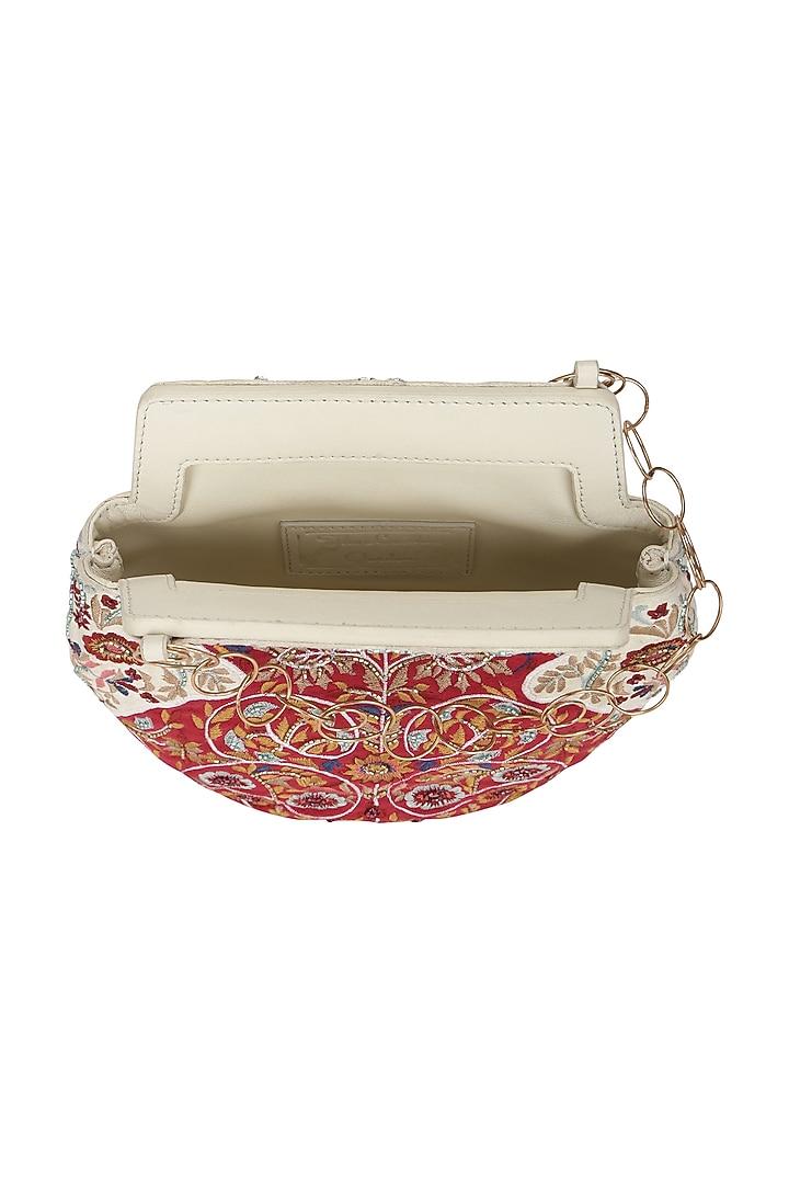 Red Bead Embroidered Potli by The Leather Garden at Pernia's Pop Up Shop