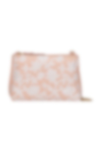 Peach Embroidered Sling Bag by The Leather Garden at Pernia's Pop Up Shop