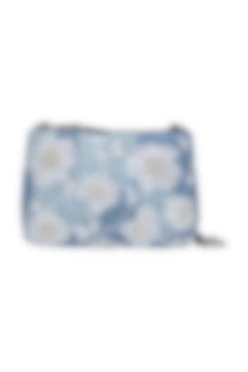 Powder Blue Floral Embroidered Sling Bag by The Leather Garden at Pernia's Pop Up Shop