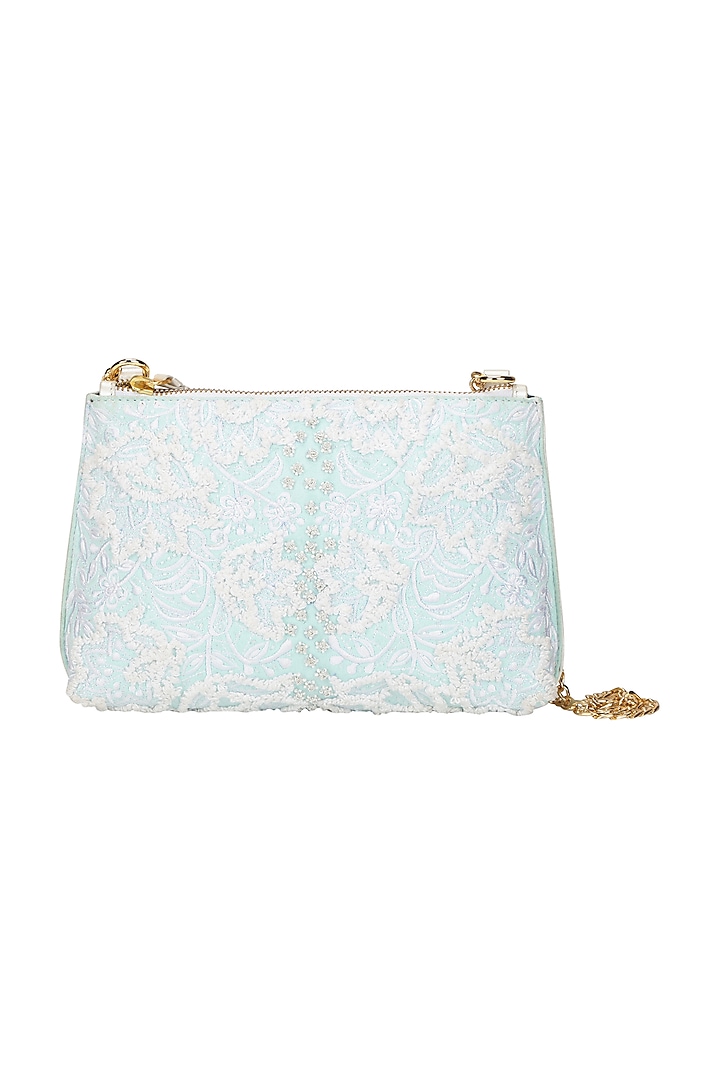 Mint Thread & Bead Embroidered Sling Bag by The Leather Garden