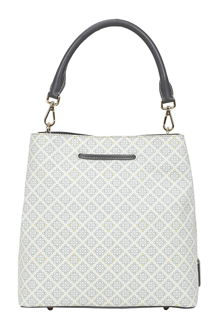 Icy Blue Jacquard & Leather Bucket Bag by The Leather Garden at Pernia's Pop Up Shop