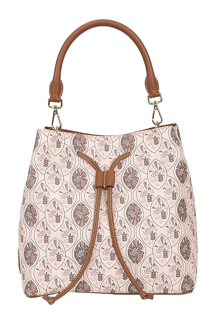 Walnut Jacquard & Leather Bucket Bag by The Leather Garden at Pernia's Pop Up Shop