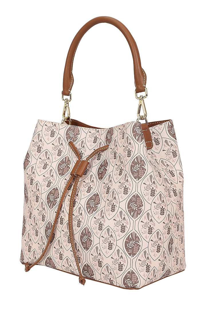 Walnut Jacquard & Leather Bucket Bag by The Leather Garden at Pernia's Pop Up Shop