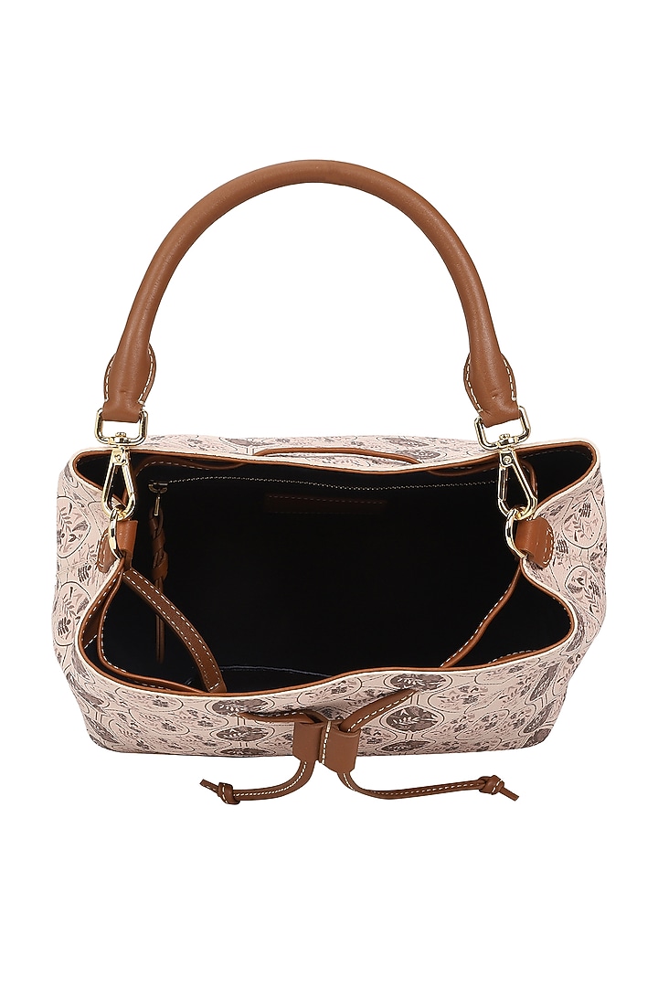 Walnut Jacquard & Leather Bucket Bag by The Leather Garden at Pernia's Pop Up Shop