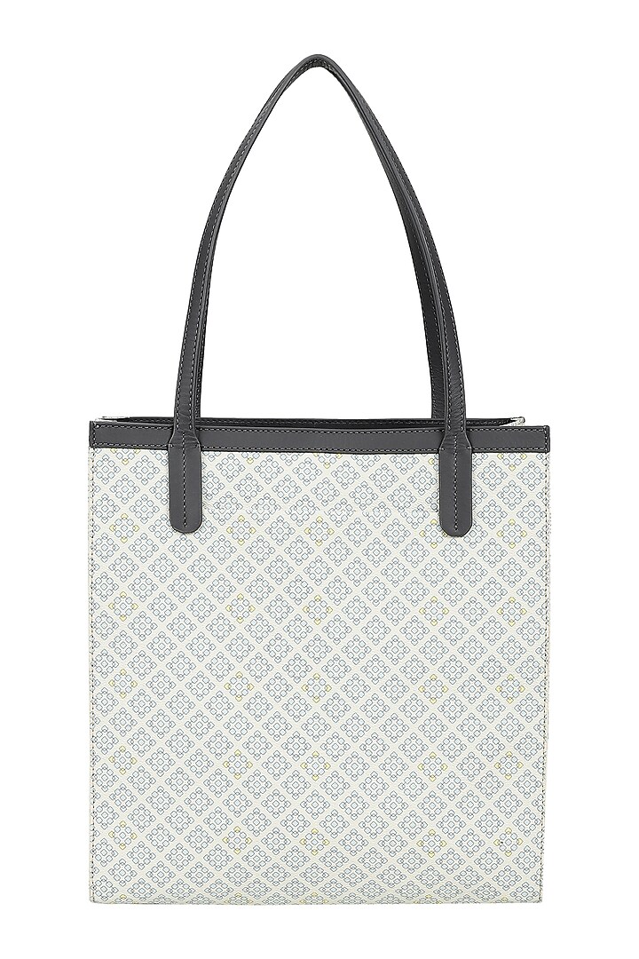 Icy Blue Jacquard & Leather Handbag by The Leather Garden at Pernia's Pop Up Shop