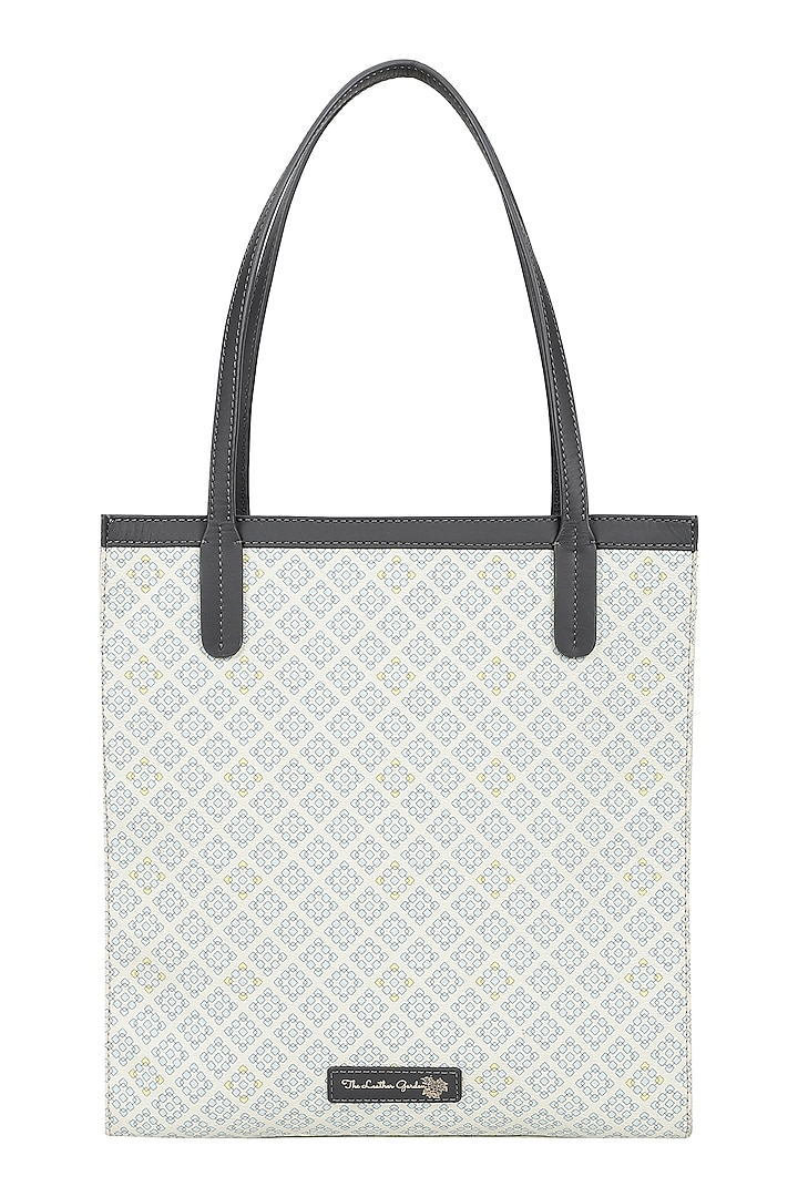 Icy Blue Jacquard & Leather Handbag by The Leather Garden at Pernia's Pop Up Shop
