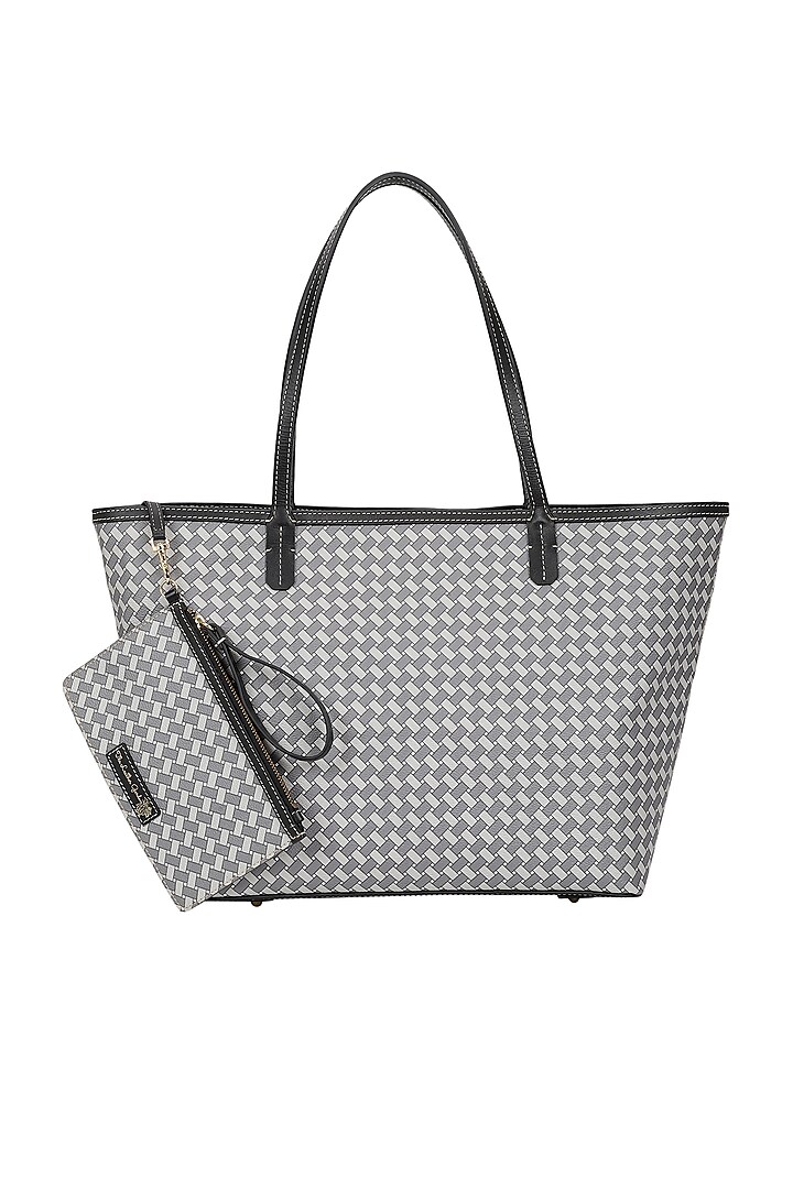 Ash Jacquard & Leather Tote Bag by The Leather Garden at Pernia's Pop Up Shop