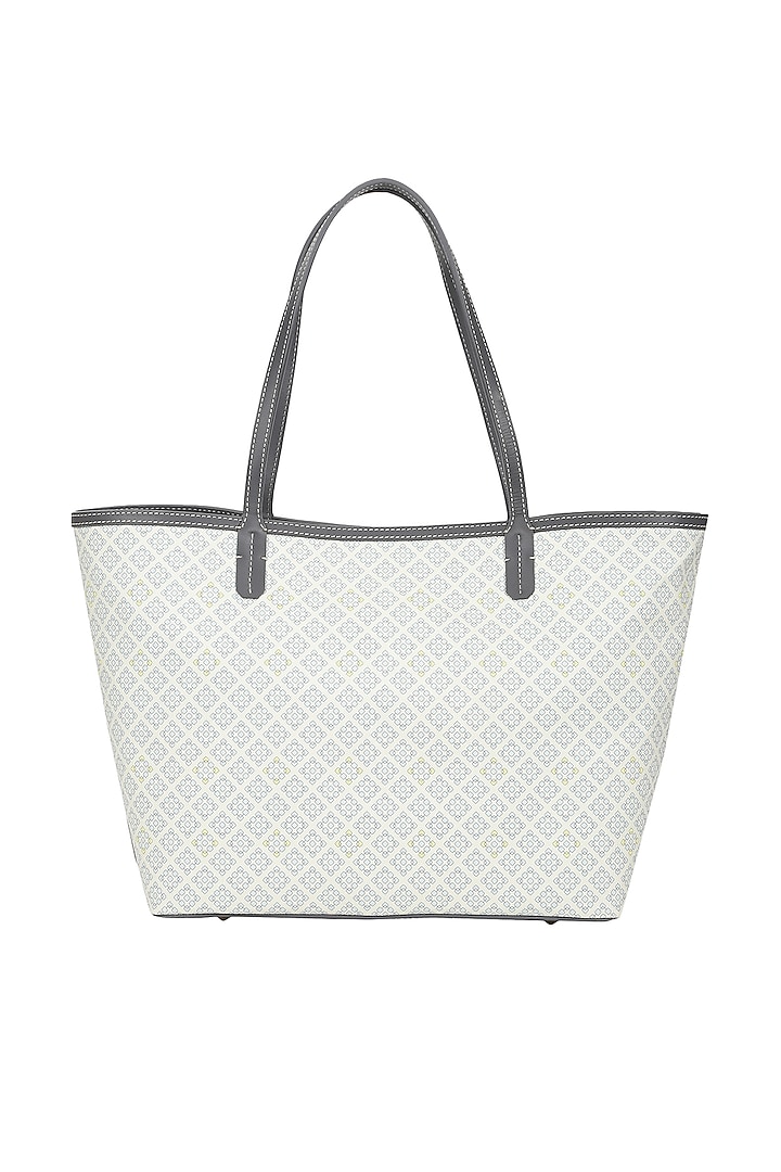 Icy Blue Jacquard & Leather Tote bag by The Leather Garden at Pernia's Pop Up Shop