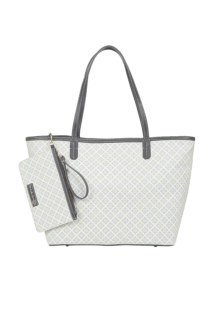 Icy Blue Jacquard & Leather Tote bag by The Leather Garden at Pernia's Pop Up Shop