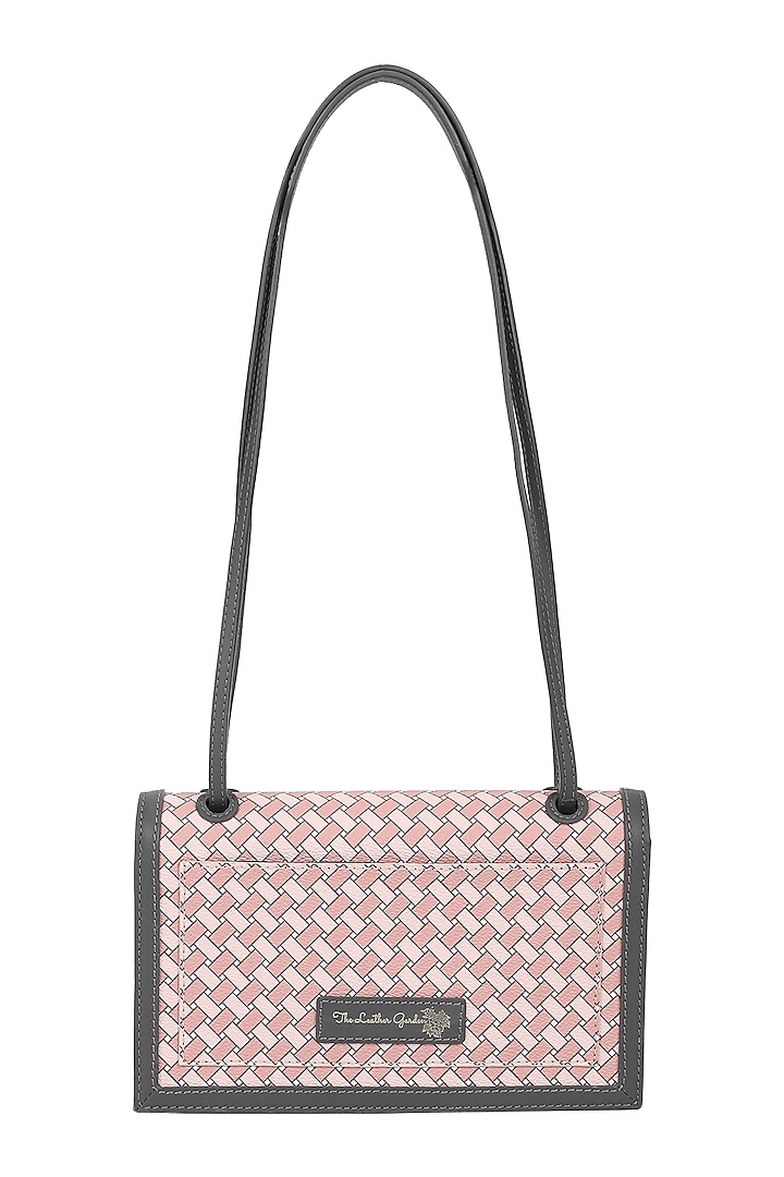 Flamingo Pink Jacquard & Leather Shoulder Bag by The Leather Garden