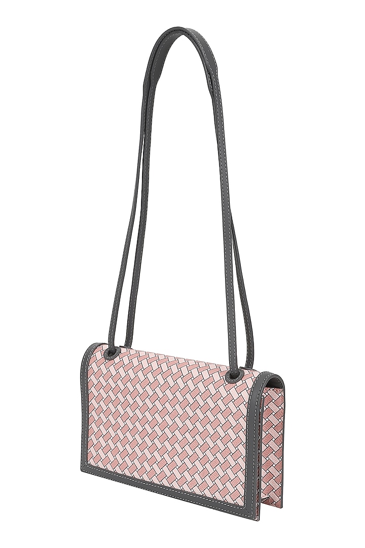 Flamingo Pink Jacquard & Leather Shoulder Bag by The Leather Garden at Pernia's Pop Up Shop