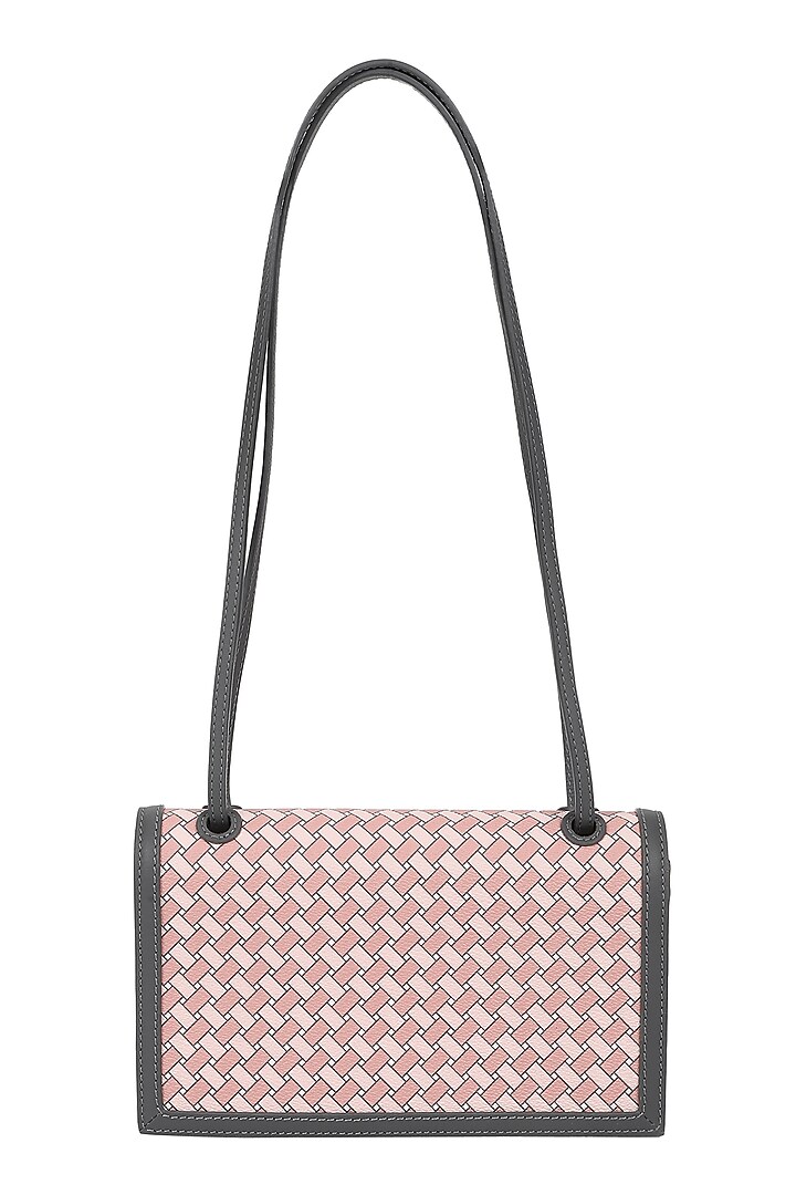 Flamingo Pink Jacquard & Leather Shoulder Bag by The Leather Garden at Pernia's Pop Up Shop