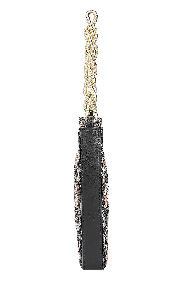 Black & Multi-Colored Leather Floral Handbag by The Leather Garden at Pernia's Pop Up Shop
