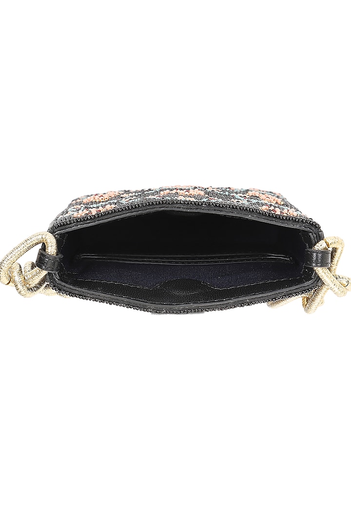 Black & Multi-Colored Leather Floral Handbag by The Leather Garden at Pernia's Pop Up Shop