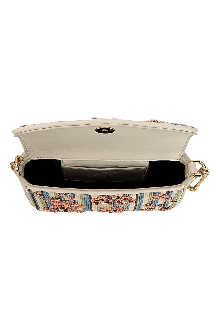 Ivory & Multi-Colored Leather Embroidered Crossbody Bag by The Leather Garden at Pernia's Pop Up Shop