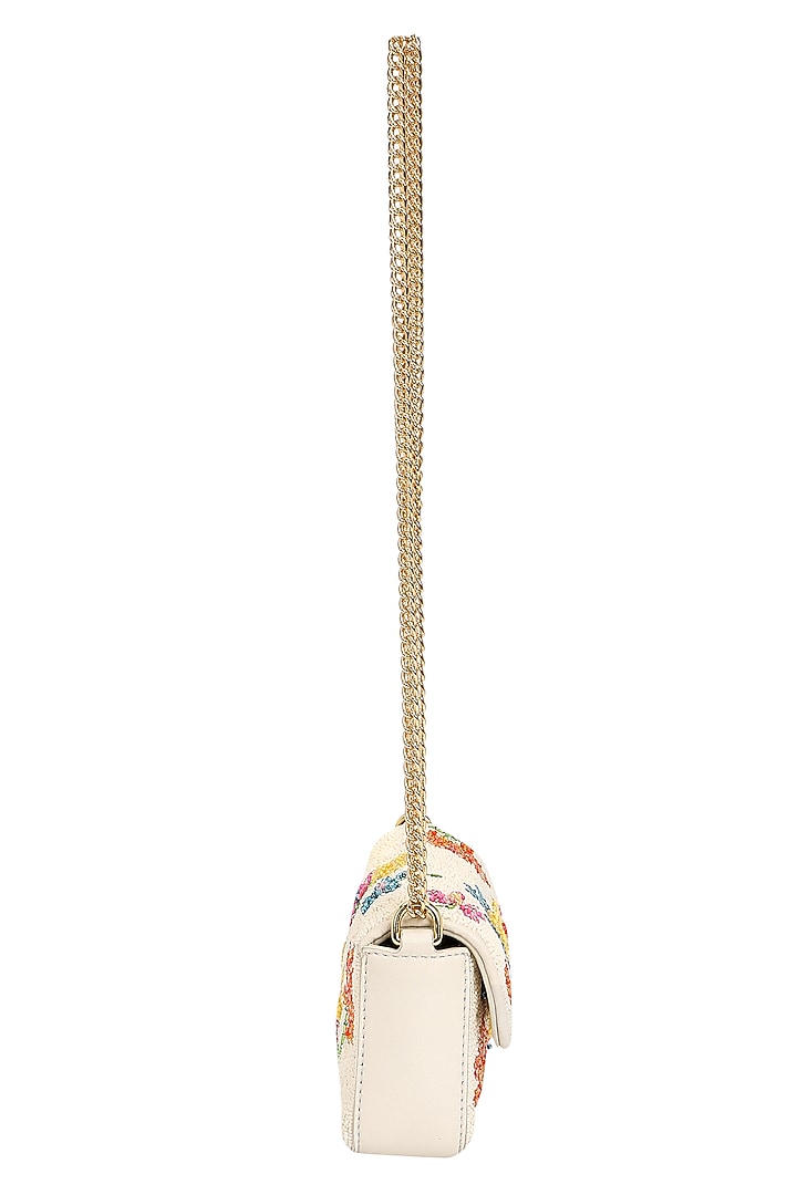 Ivory & Multi-Colored Leather Embroidered Mini Crossbody Bag by The Leather Garden at Pernia's Pop Up Shop