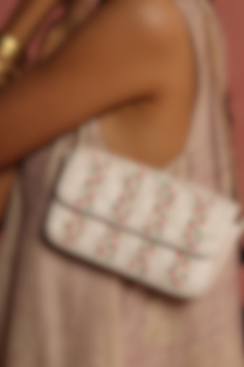 Ivory & Multi-Colored Leather Embroidered Mini Crossbody Bag by The Leather Garden at Pernia's Pop Up Shop