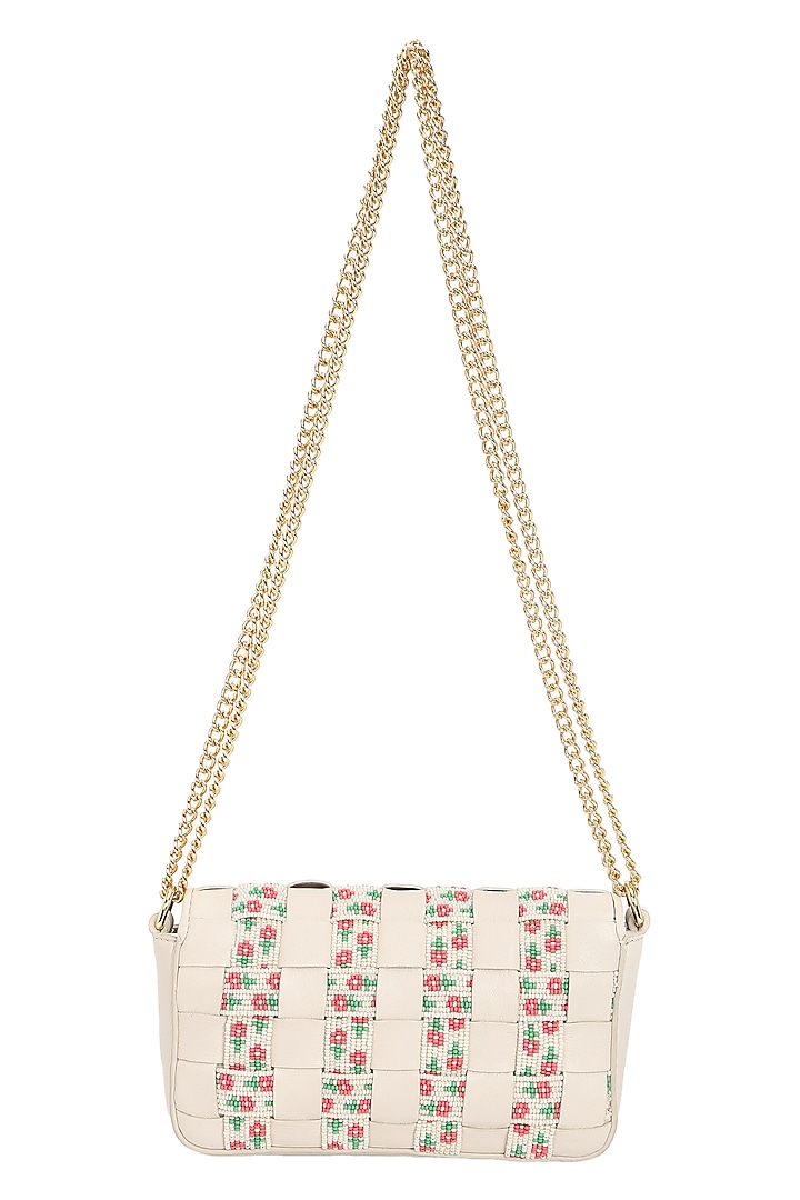 Ivory & Multi-Colored Leather Embroidered Mini Crossbody Bag by The Leather Garden at Pernia's Pop Up Shop