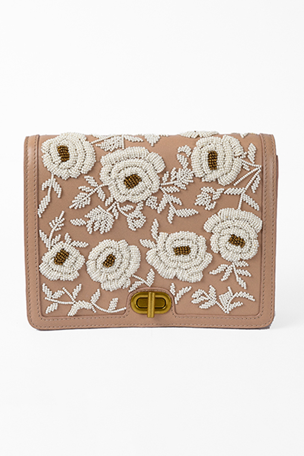 Blush Embellished Shoulder Bag by The Leather Garden