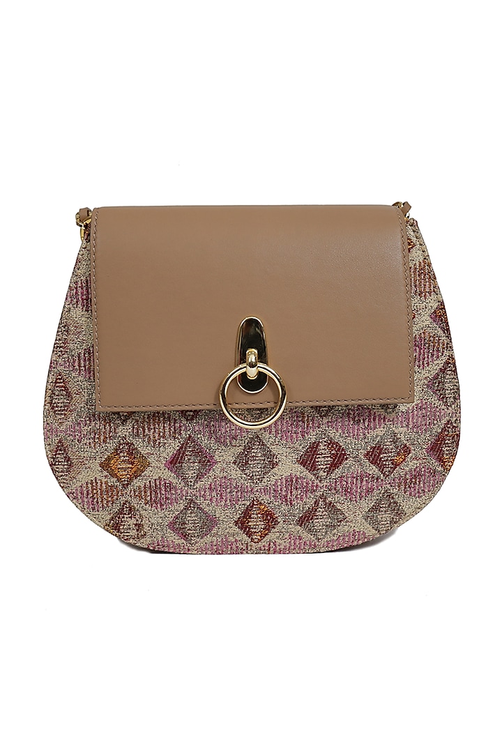 Beige Leather Shoulder Bag by The Leather Garden