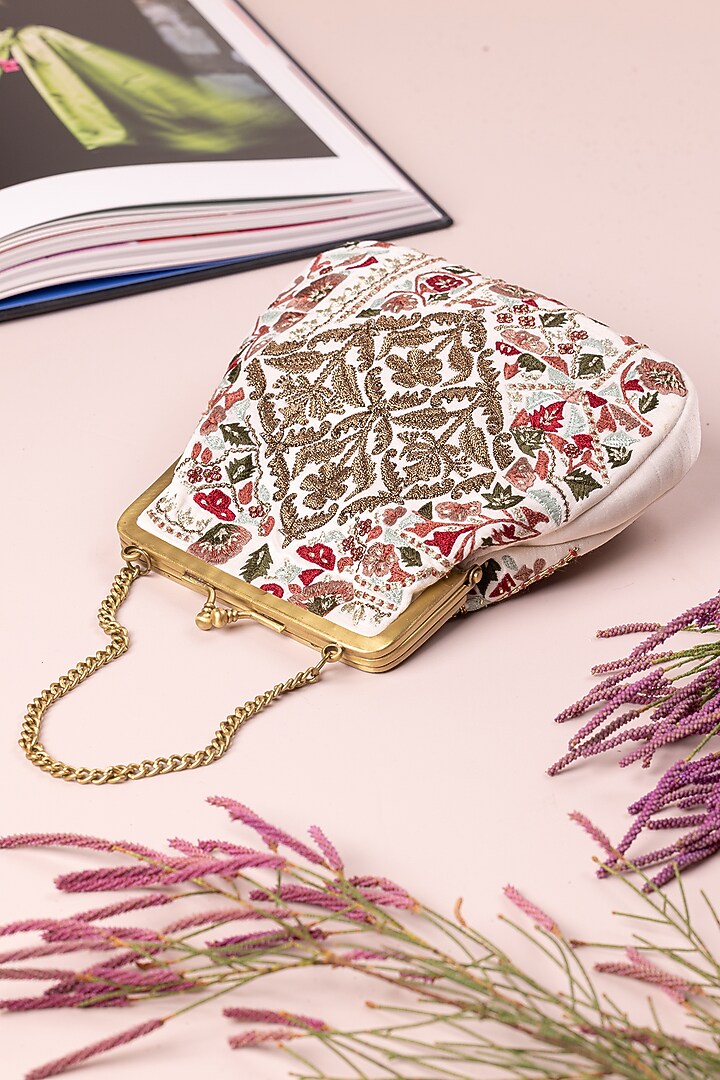 Multi-Colored Satin Embroidered Potli by The Leather Garden at Pernia's Pop Up Shop