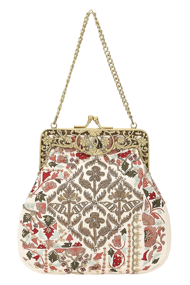 Multi-Colored Satin Embroidered Potli by The Leather Garden at Pernia's Pop Up Shop