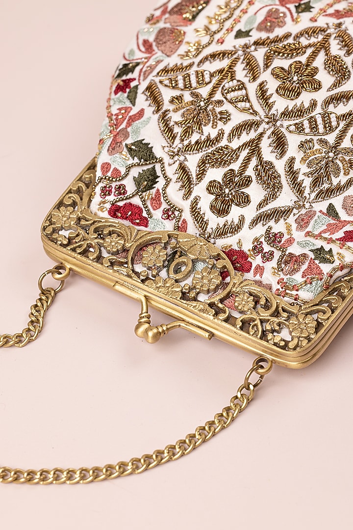 Multi-Colored Satin Embroidered Potli by The Leather Garden at Pernia's Pop Up Shop