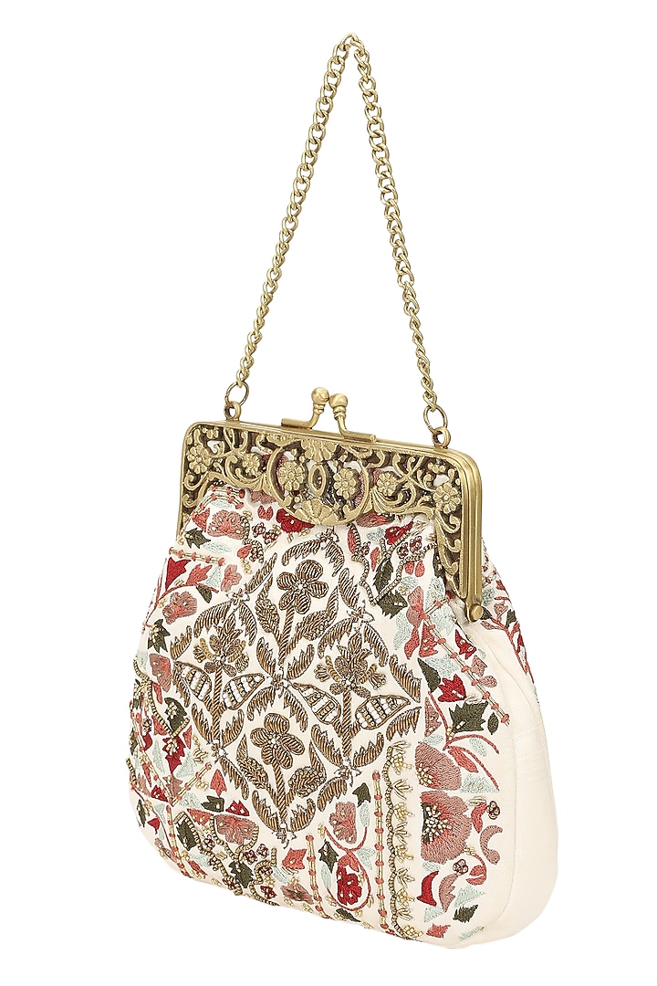 Multi-Colored Satin Embroidered Potli by The Leather Garden at Pernia's Pop Up Shop