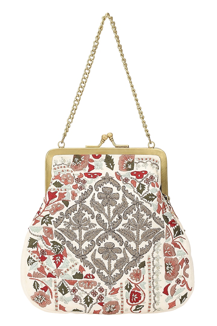 Multi-Colored Satin Embroidered Potli by The Leather Garden at Pernia's Pop Up Shop